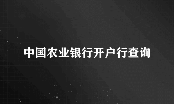 中国农业银行开户行查询