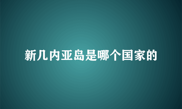 新几内亚岛是哪个国家的