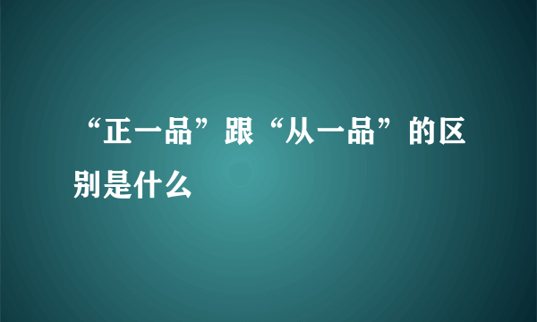 “正一品”跟“从一品”的区别是什么﹖