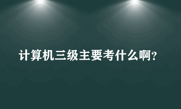 计算机三级主要考什么啊？