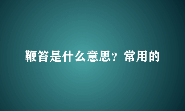 鞭笞是什么意思？常用的