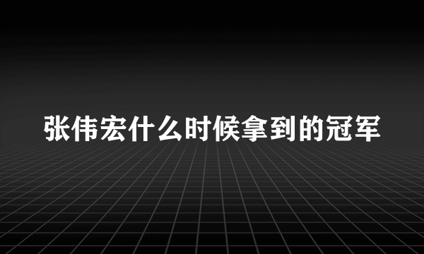 张伟宏什么时候拿到的冠军