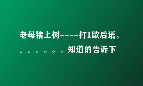 老母猪上树----打1歇后语。。。。。。。知道的告诉下