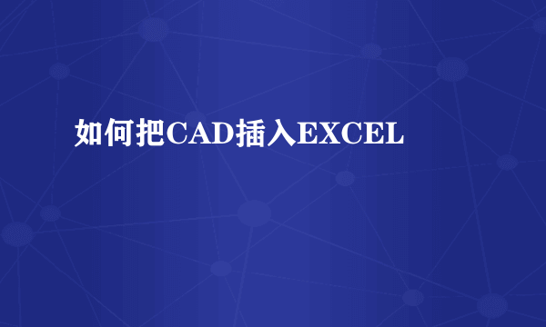 如何把CAD插入EXCEL