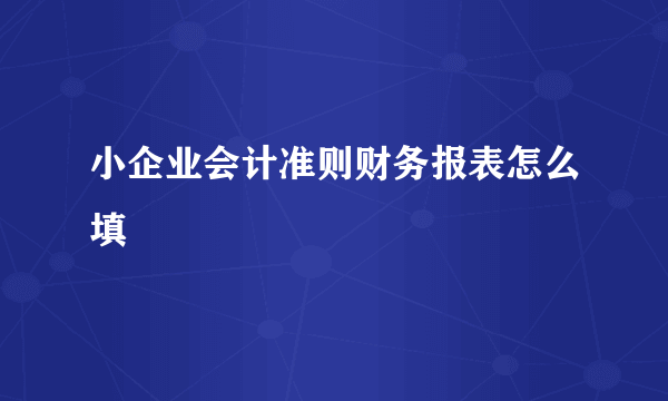 小企业会计准则财务报表怎么填