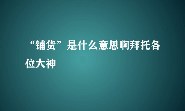 “铺货”是什么意思啊拜托各位大神