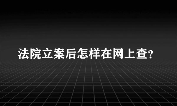 法院立案后怎样在网上查？