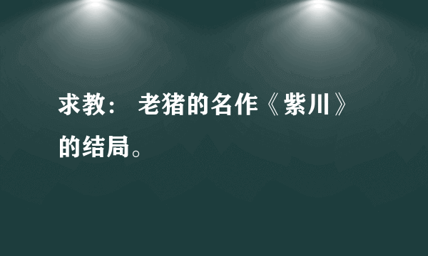 求教： 老猪的名作《紫川》的结局。