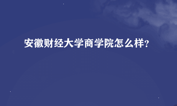 安徽财经大学商学院怎么样？