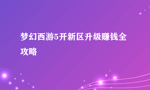 梦幻西游5开新区升级赚钱全攻略