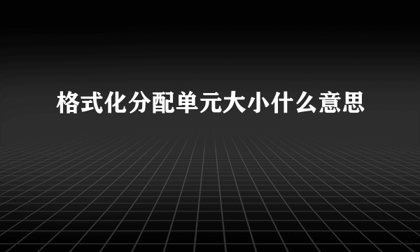 格式化分配单元大小什么意思