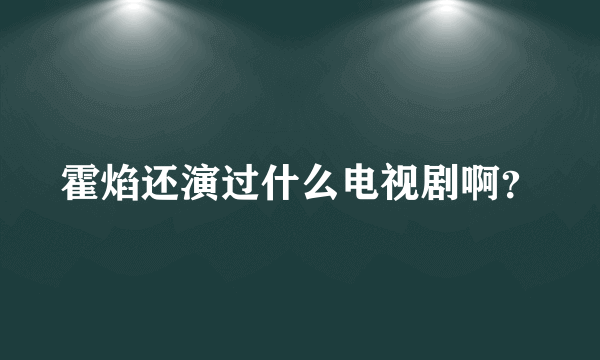 霍焰还演过什么电视剧啊？