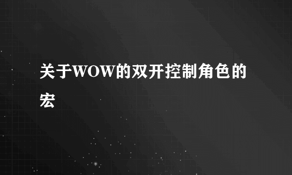 关于WOW的双开控制角色的宏