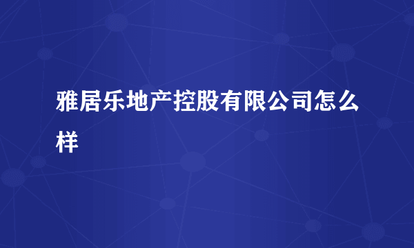 雅居乐地产控股有限公司怎么样