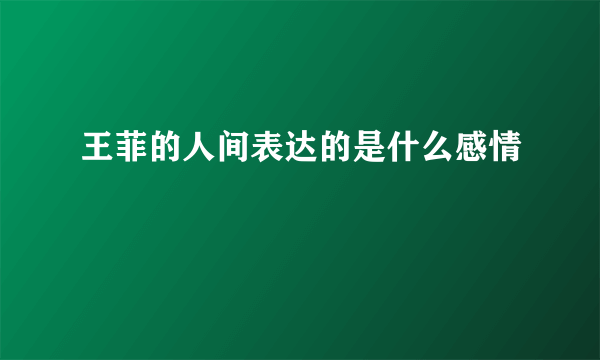 王菲的人间表达的是什么感情