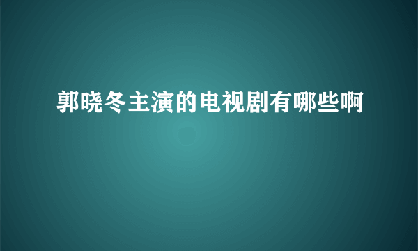 郭晓冬主演的电视剧有哪些啊