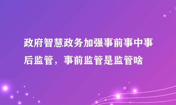 政府智慧政务加强事前事中事后监管，事前监管是监管啥