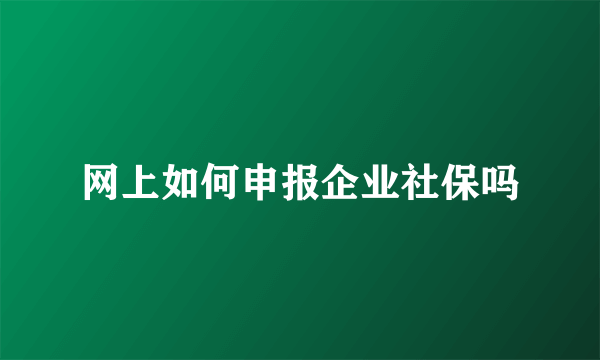 网上如何申报企业社保吗