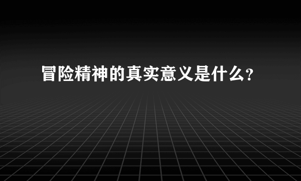 冒险精神的真实意义是什么？