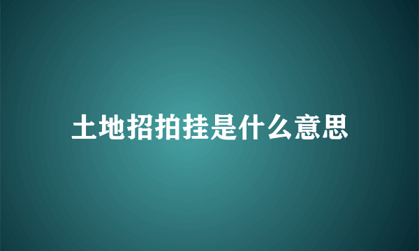 土地招拍挂是什么意思