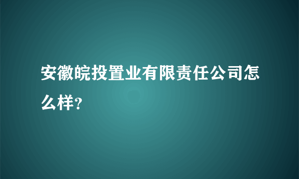 安徽皖投置业有限责任公司怎么样？