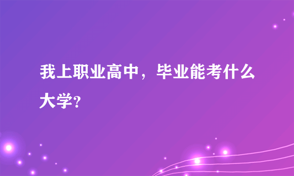 我上职业高中，毕业能考什么大学？