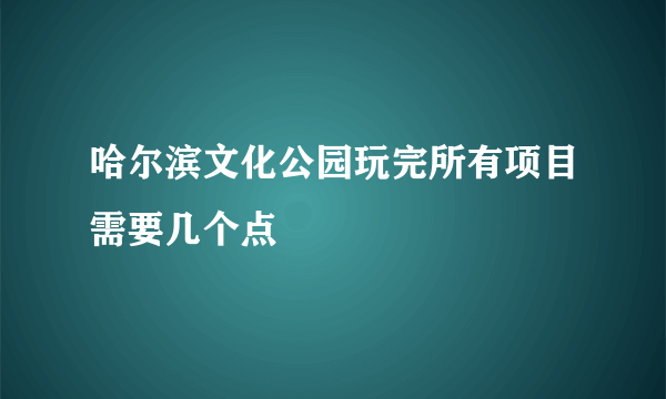 哈尔滨文化公园玩完所有项目需要几个点