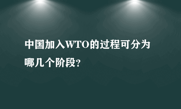 中国加入WTO的过程可分为哪几个阶段？