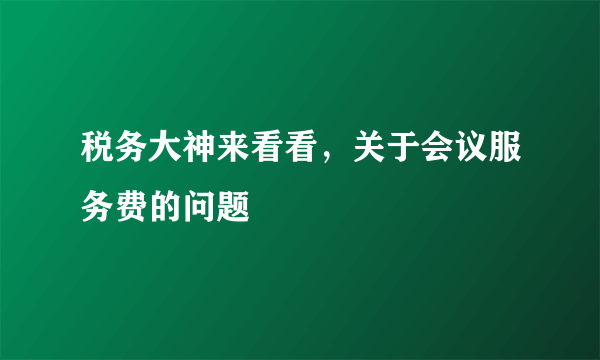 税务大神来看看，关于会议服务费的问题