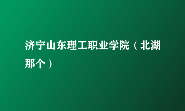 济宁山东理工职业学院（北湖那个）