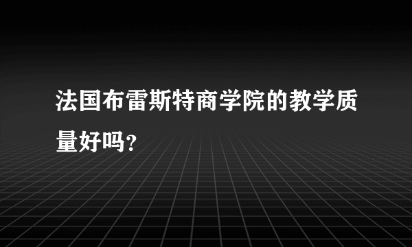 法国布雷斯特商学院的教学质量好吗？