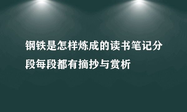 钢铁是怎样炼成的读书笔记分段每段都有摘抄与赏析