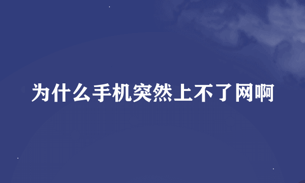 为什么手机突然上不了网啊