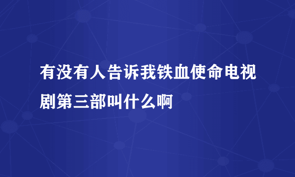 有没有人告诉我铁血使命电视剧第三部叫什么啊