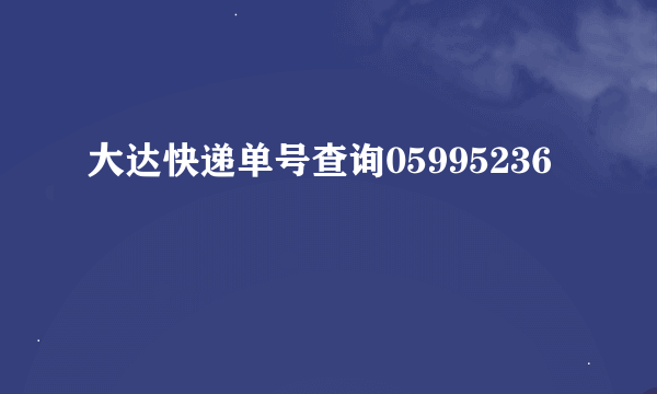 大达快递单号查询05995236