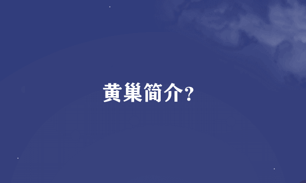 黄巢简介？