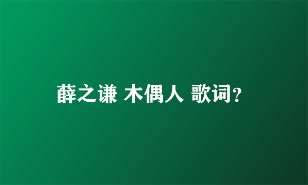 薛之谦 木偶人 歌词？