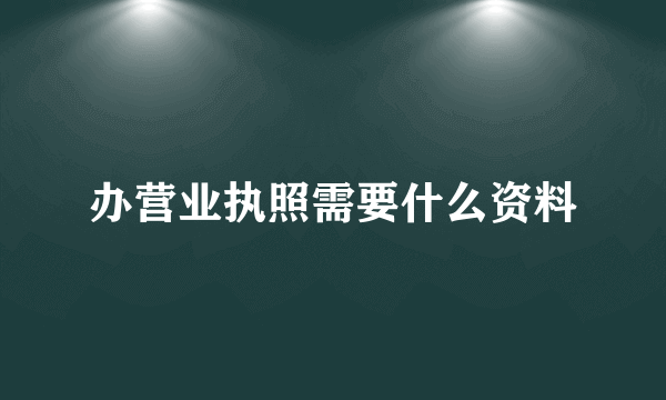 办营业执照需要什么资料