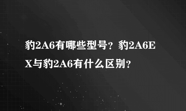 豹2A6有哪些型号？豹2A6EX与豹2A6有什么区别？