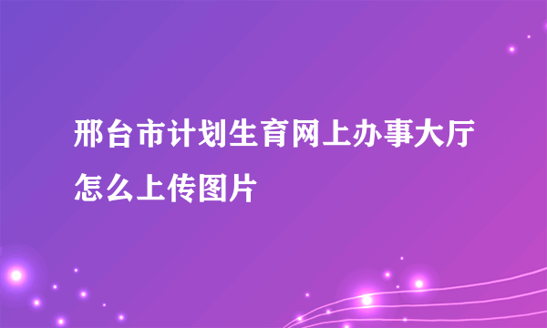 邢台市计划生育网上办事大厅怎么上传图片