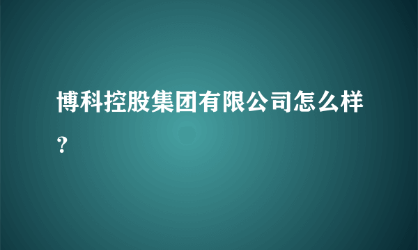 博科控股集团有限公司怎么样？