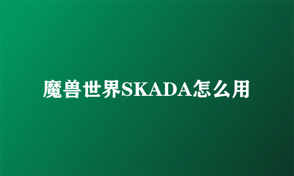 魔兽世界SKADA怎么用