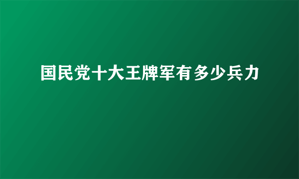 国民党十大王牌军有多少兵力