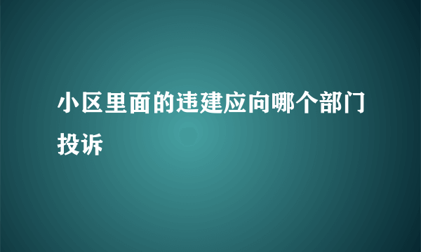 小区里面的违建应向哪个部门投诉