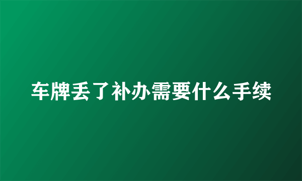 车牌丢了补办需要什么手续