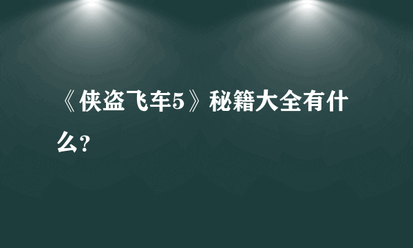 《侠盗飞车5》秘籍大全有什么？