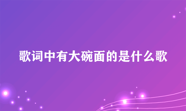 歌词中有大碗面的是什么歌