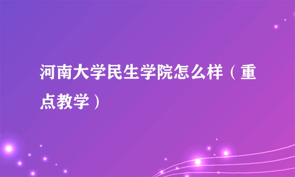 河南大学民生学院怎么样（重点教学）