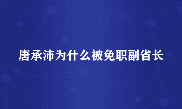 唐承沛为什么被免职副省长