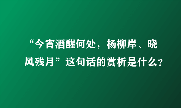 “今宵酒醒何处，杨柳岸、晓风残月”这句话的赏析是什么？